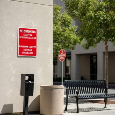 No Smoking Except In Designated Areas No Fumar Excepto En