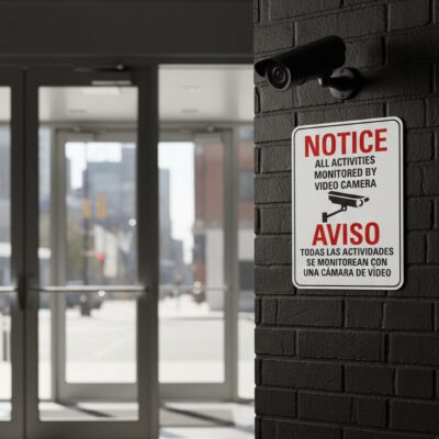 Notice All Activities Monitored By Video Camera Aviso Todas