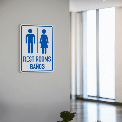 Rest Rooms Banos Non-Reflective Aluminum ADA Restroom Sign