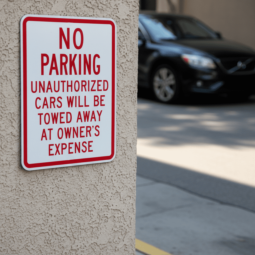 No Parking Unauthorized Cars Will Be Towed Away