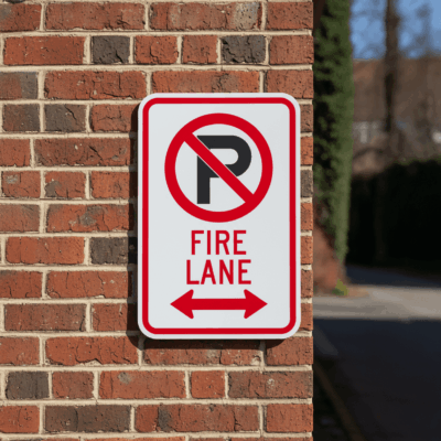 (No Parking Sym) Fire Lane (Double Arrow)