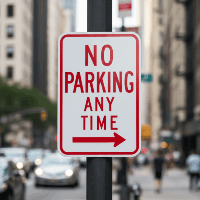 No Parking Any Time (Right Arrow)