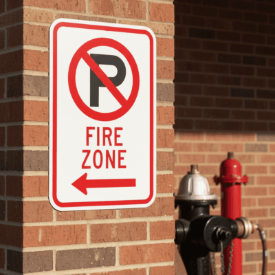 (No Parking Sym) Fire Zone (Left Arrow)
