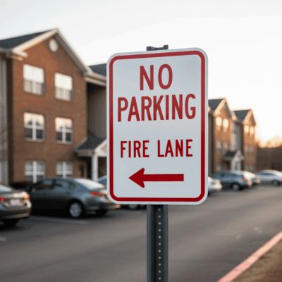 No Parking Fire Lane (Left Arrow)