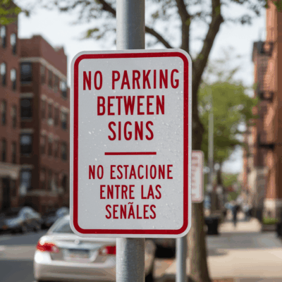 No Parking Between Signs No Estacione Entre Las