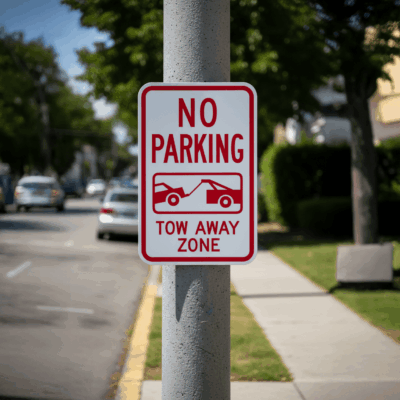 No Parking Tow Away Zone (w/ Tow Away Sym)