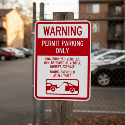 Warning Permit Parking Only Unauthorized Vehicles