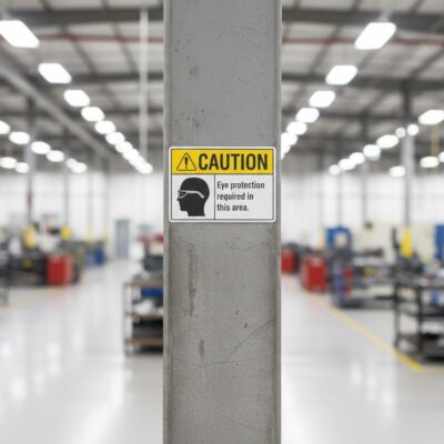 Caution Eye protection required in this area