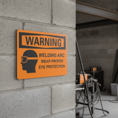 Warning Welding arc wear proper eye protection