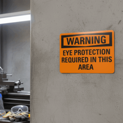 Warning Eye protection required in this area