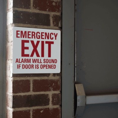 Emergency Exit Alarm Will Sound If Door Is Opened