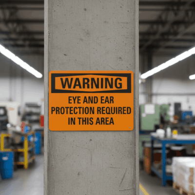 Warning Eye and ear protection required in this area