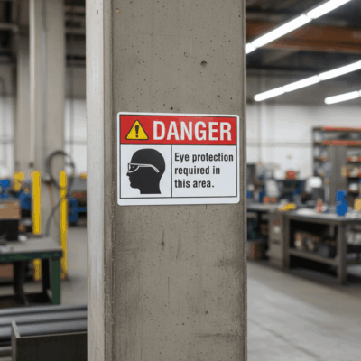 Danger Eye protection required in this area