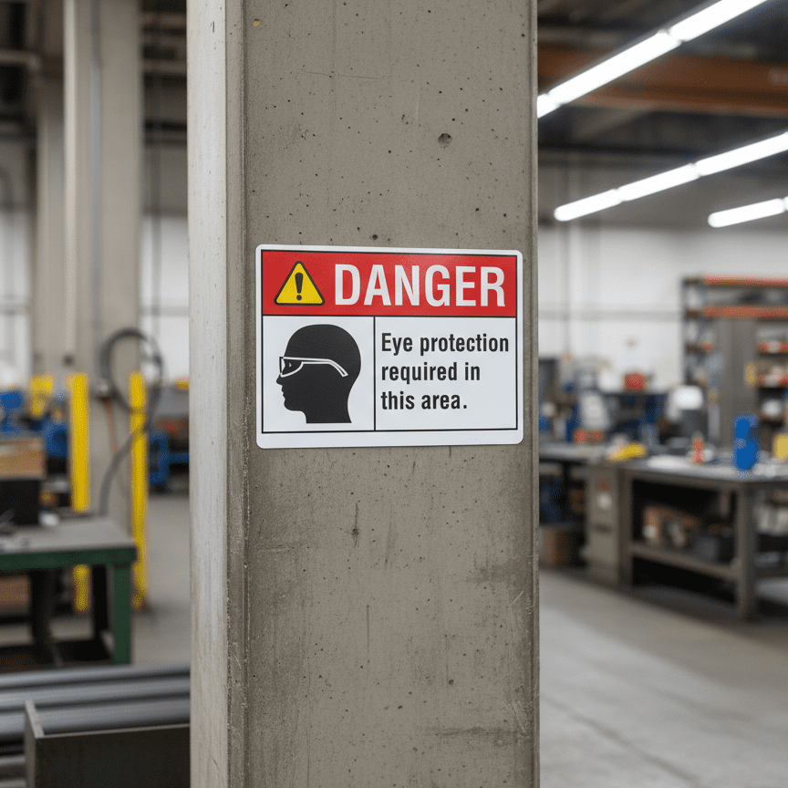 Danger Eye protection required in this area