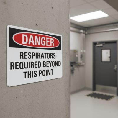 Danger Respirators required beyond this point