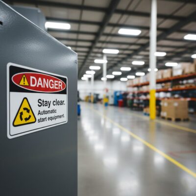 Danger Stay clear. Automatic start equipment.