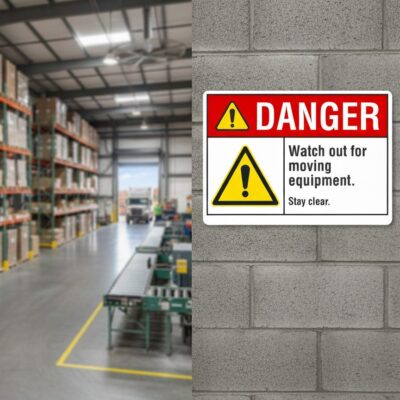 Danger Watch out for moving equipment. Stay clear.