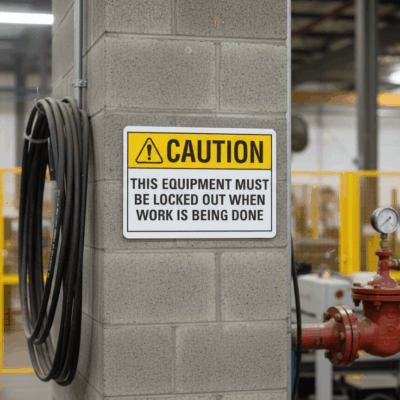 Caution (Ansi) This Equipment Must Be Locked
