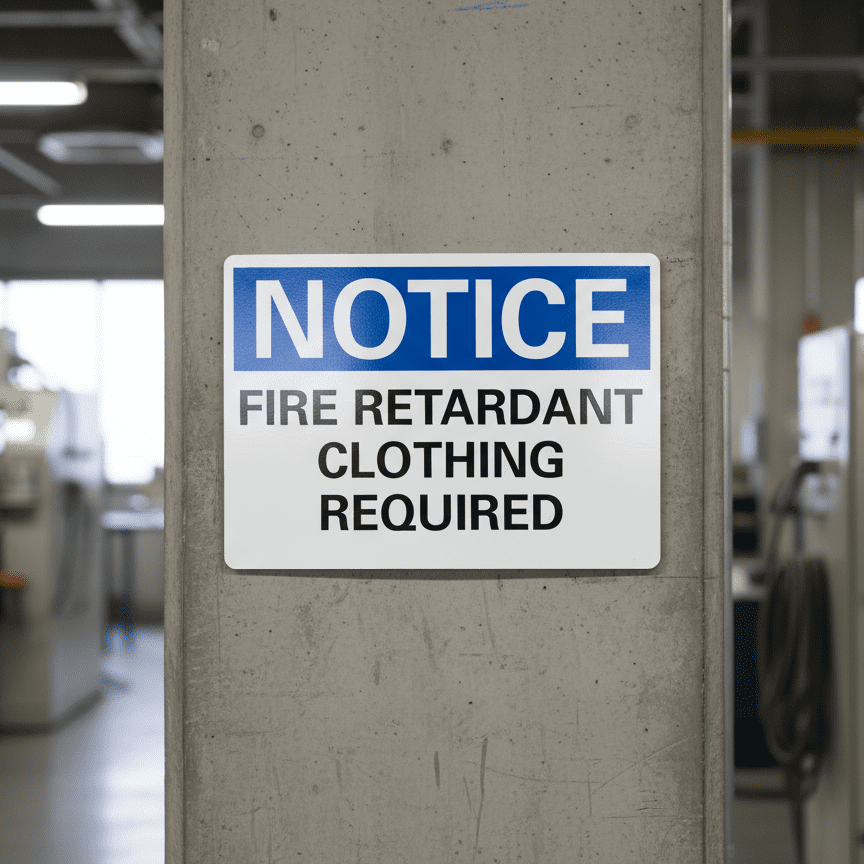 Notice Fire Retardant Clothing Required