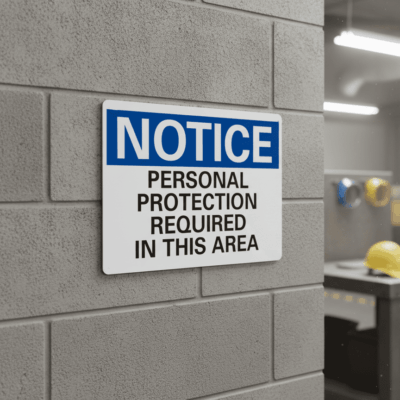 Notice Personal Protection Required In This Area
