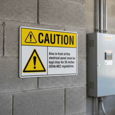 Caution Area in front of this electrical panel must be