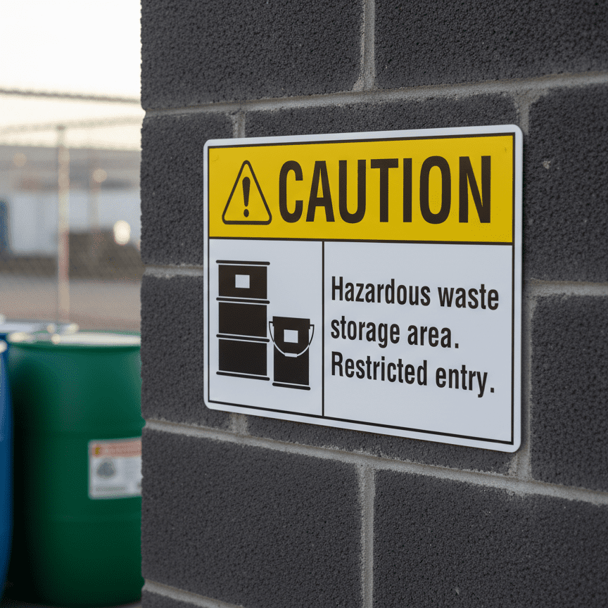 Caution Hazardous waste storage area restricted entry - Image 2