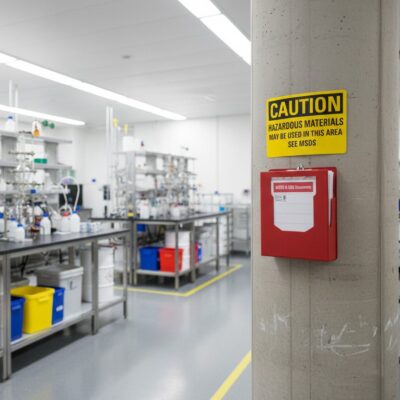 Caution Hazardous materials may be used in this area