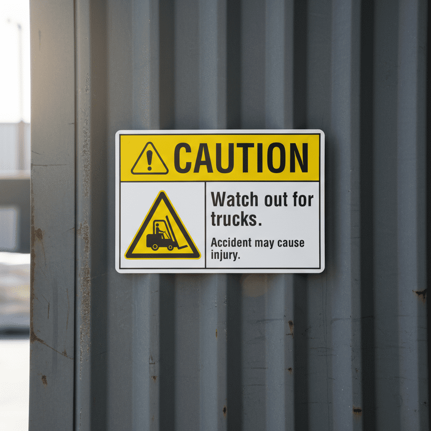 Caution Watch out for trucks. Accident may cause injury - Image 2