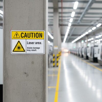 Caution Laser area. Vision damage may result.