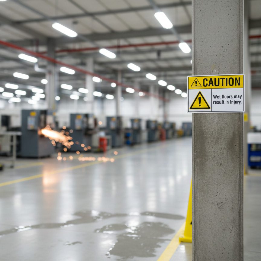 Caution Wet floor. Falls may result in injury.