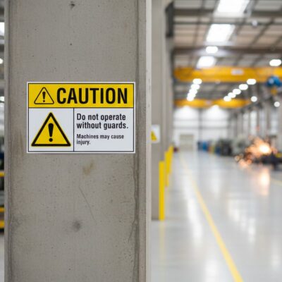 Caution Do not operate without guards. Machines may cau