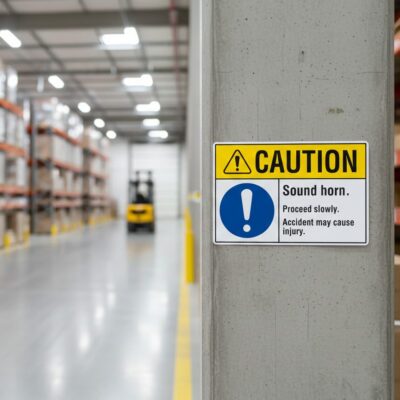 Caution Sound horn. Proceed slowly. Accident may cause