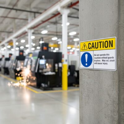 Caution Do not operate this machine without guards in p