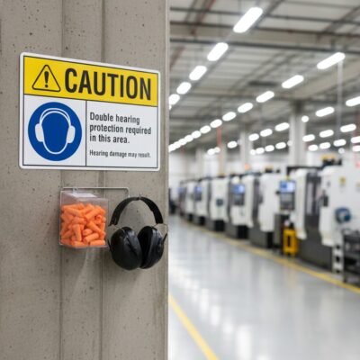 Caution Double hearing protection required in this area