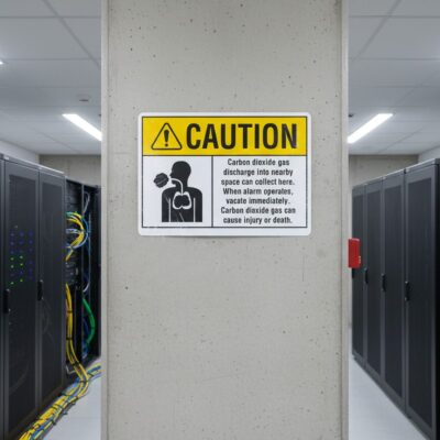 Caution Carbon dioxide gas discharge into nearby space