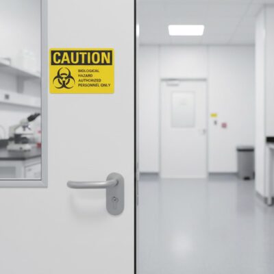Biological hazard authorized personnel only English