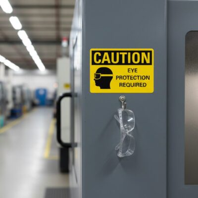 Caution Eye protection required