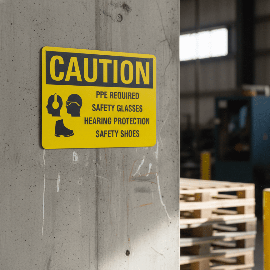 Caution PPE Required Safety Glasses Hearing Protection - Image 2