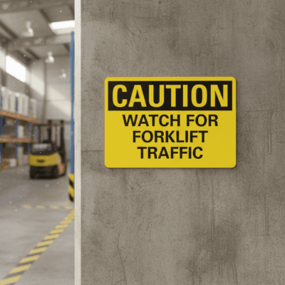 Caution Watch for forklift traffic