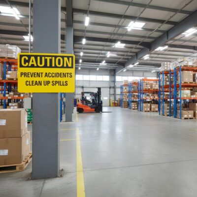 Caution Prevent accidents clean up spills