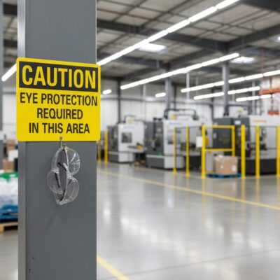 Caution Eye protection required in this area
