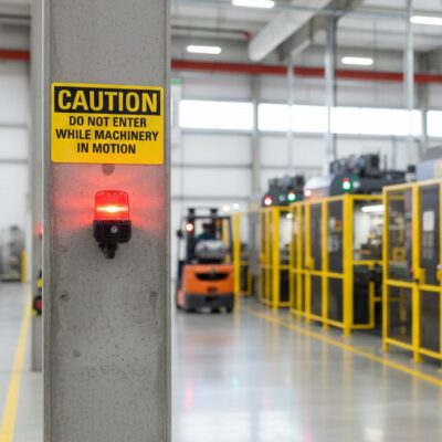 Caution Do not enter while machinery in motion