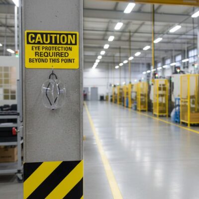 Caution Eye protection required beyond this point