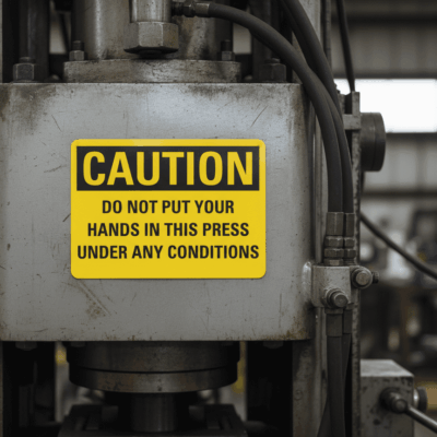 Caution Do not put your hands in this press under any