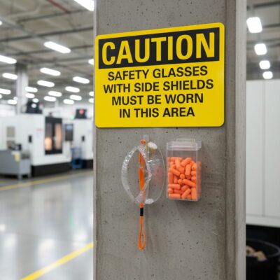 Caution Safety glasses with side shields must be worn in