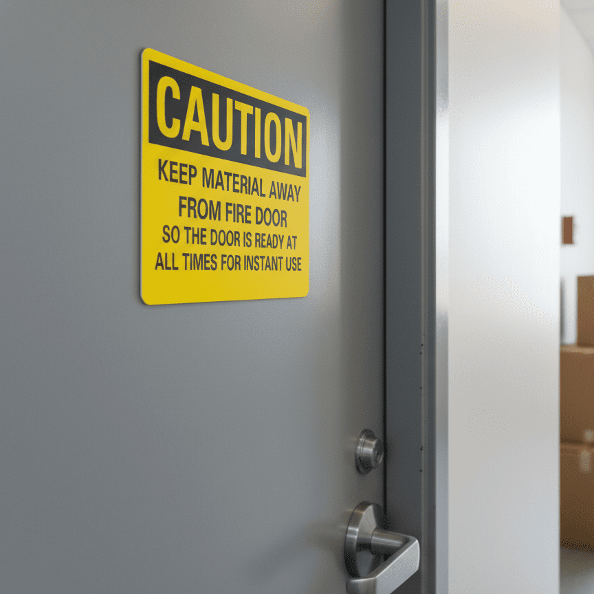 Caution Keep material away from fire door so the door is - Image 2