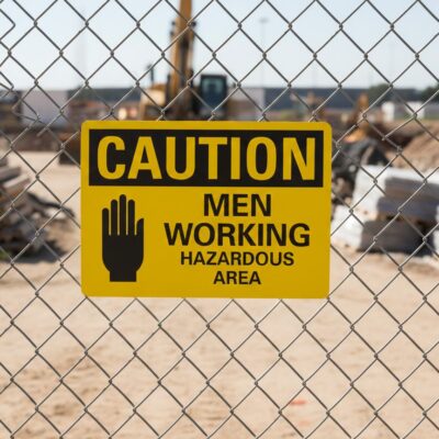 Caution Men working/hazardous area