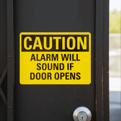 Caution Alarm Will Sound If Door Opens