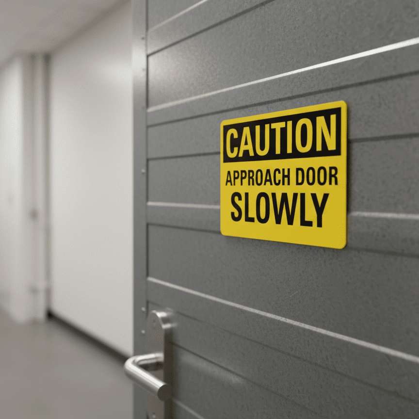 Caution Approach Door Slowly