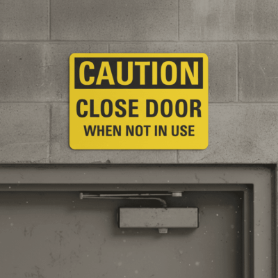 Caution Close Door When Not In Use